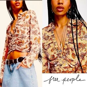 Free People vintage floral cropped blouse